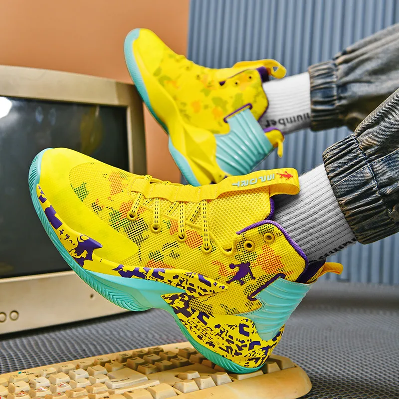 Brand Hot Sale Basketball Shoes Men Fashion Pink High top Sneakers Men Platform Trainers Shoes Anti-slip Men Basketball Sneakers