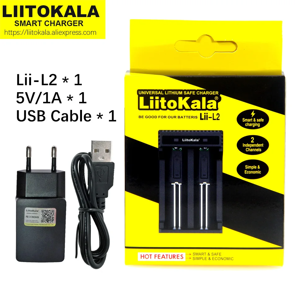 

LiitoKala Lii-L2 Lii-L4 Lii-PD2 Lii-PD4 Lii-500 18650 Rechargeable Battery Charger For 16340 26650 21700 18500 Batteries+5V plug