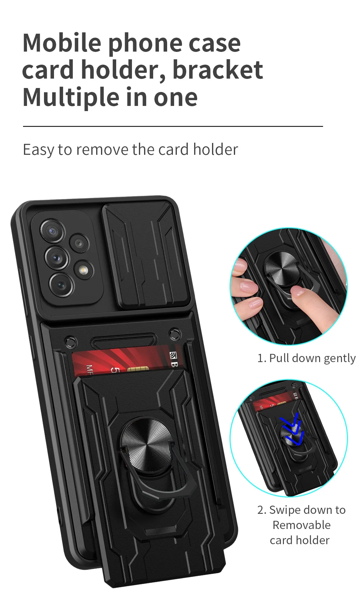 

Magnetic Car Holder Cover for Samsung Galaxy A13 A23 A33 A53 A73 A12 A32 A52 M53 S21FE S20FE Card Pocket Heavy Duty Armor Case