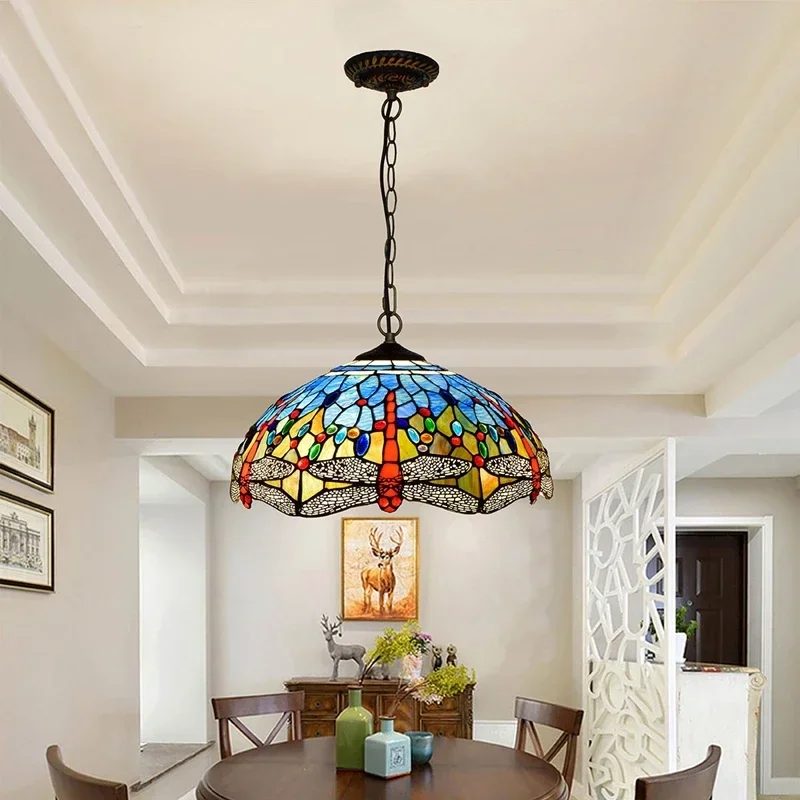 40 см европейская синяя средиземноморская стрекоза ретро креативный витраж