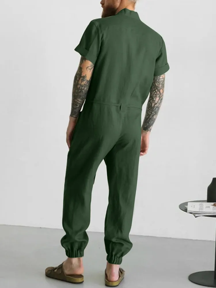 Мужской комбинезон на молнии с длинным рукавом и воротником-стойкой