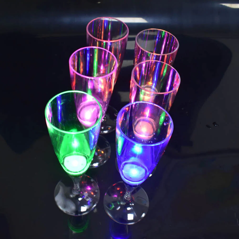 

6pcs LED Light Glasses Champagne Flute's Cocktail Flashing Cups for Bar Party Night Club Drink Christmas Wedding Party