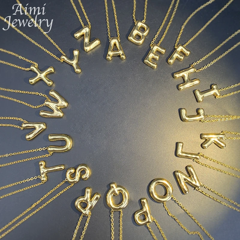 Ожерелье с подвеской в виде пузырчатой буквы для женщин золотые искусственные