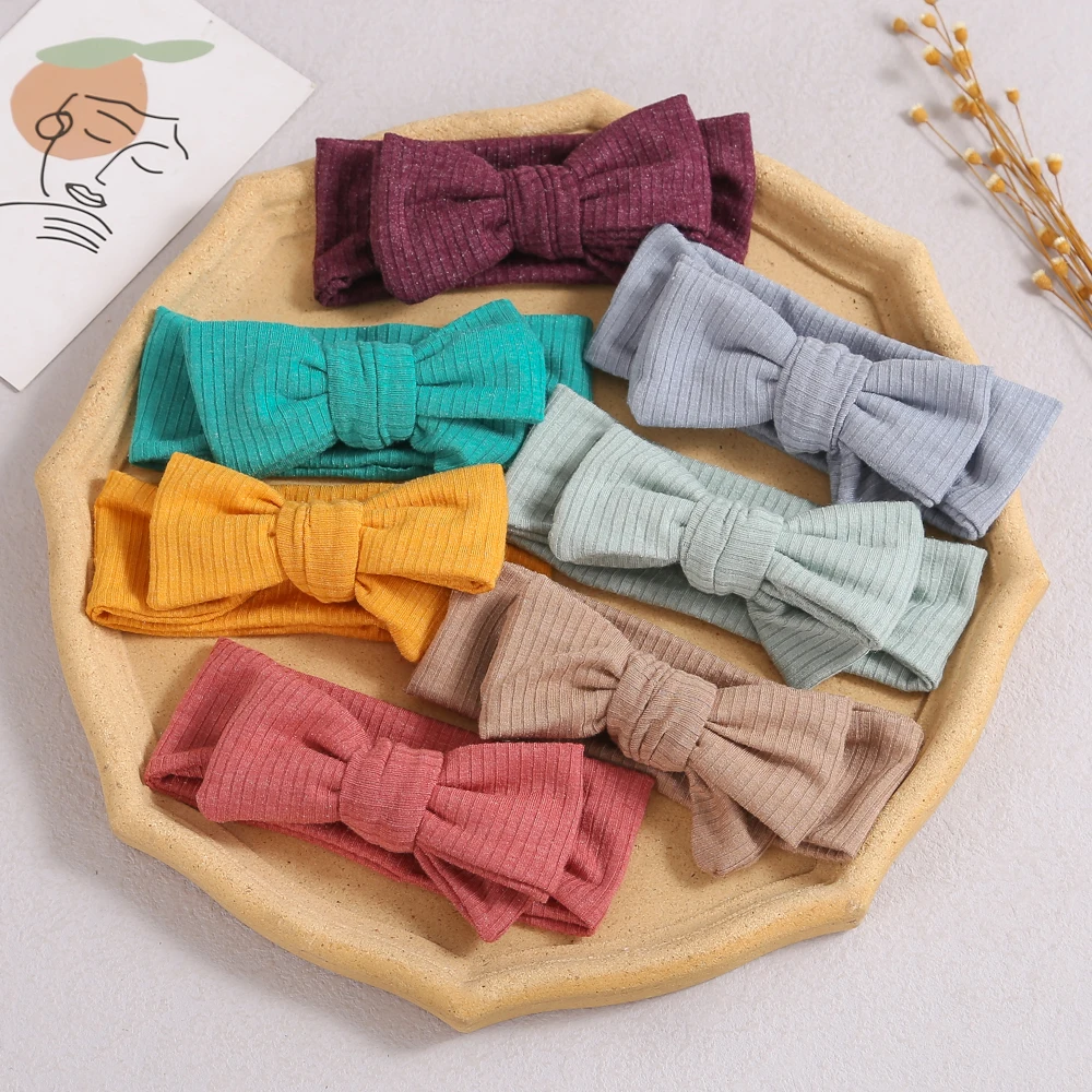 

Nylon Baby Girl Headband Solid Color Hair Bands For Kids Cute Newborn Headwear Soft Bowknot Kawaii Toddler Hair Accessories