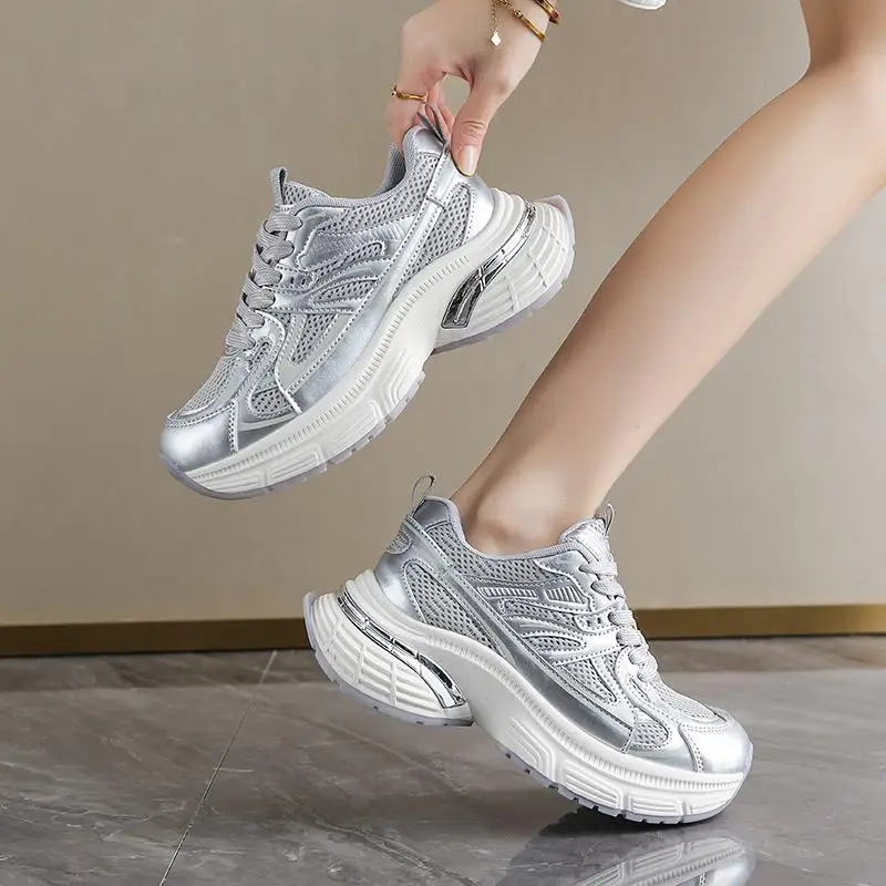 Женские кроссовки на платформе. Женская обувь. Летняя Теннис. обувь толстой