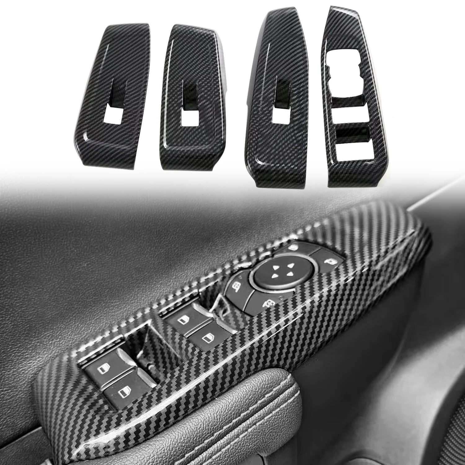 Для Ford Ranger 2023 2024 переключатель окна кнопка подъема накладка 4 шт. ABS углеродное