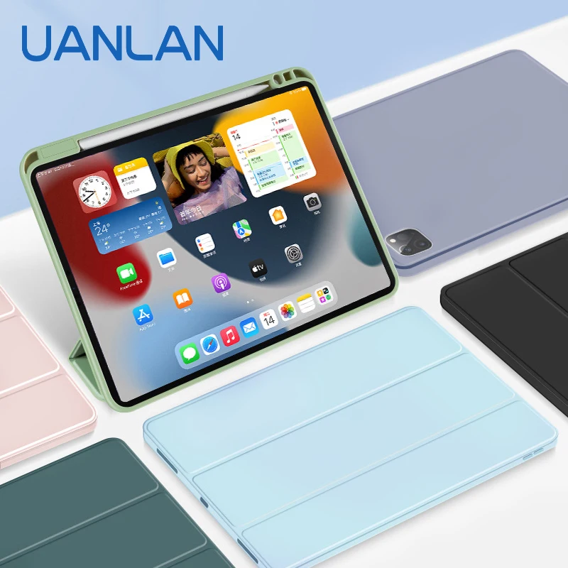 

For iPad Mini Pro Air Pen Slot Three-fold Cover Intelligent Magnetic Protective Sleeve Holster 8.3 10.9 11 12.9 inch Cases