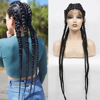 braided synthetic lace front wigs with baby hair double dutch box braided twist braids lace wigs for black women 32 inches