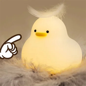 Kawaii Duck Silicone Lamp for Kids Room Baby Night Light Bedroom Decoration Veilleuse Enfants Rechargable Led Gift Mother Kid 1