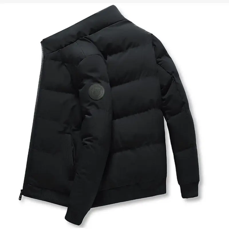 

New Solid Stand Collar Male Windbreak Cotton Padded Down Jacket Warm Thick Men Parka Winter Casual Mens Outwear 2022