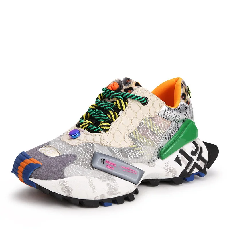 Autuspin 4cm Platform Design Women's Sneakers Retro Genuine Cow Leather Lace-up Vulcanize Shoes Outdoor Casual Sneaker Woman