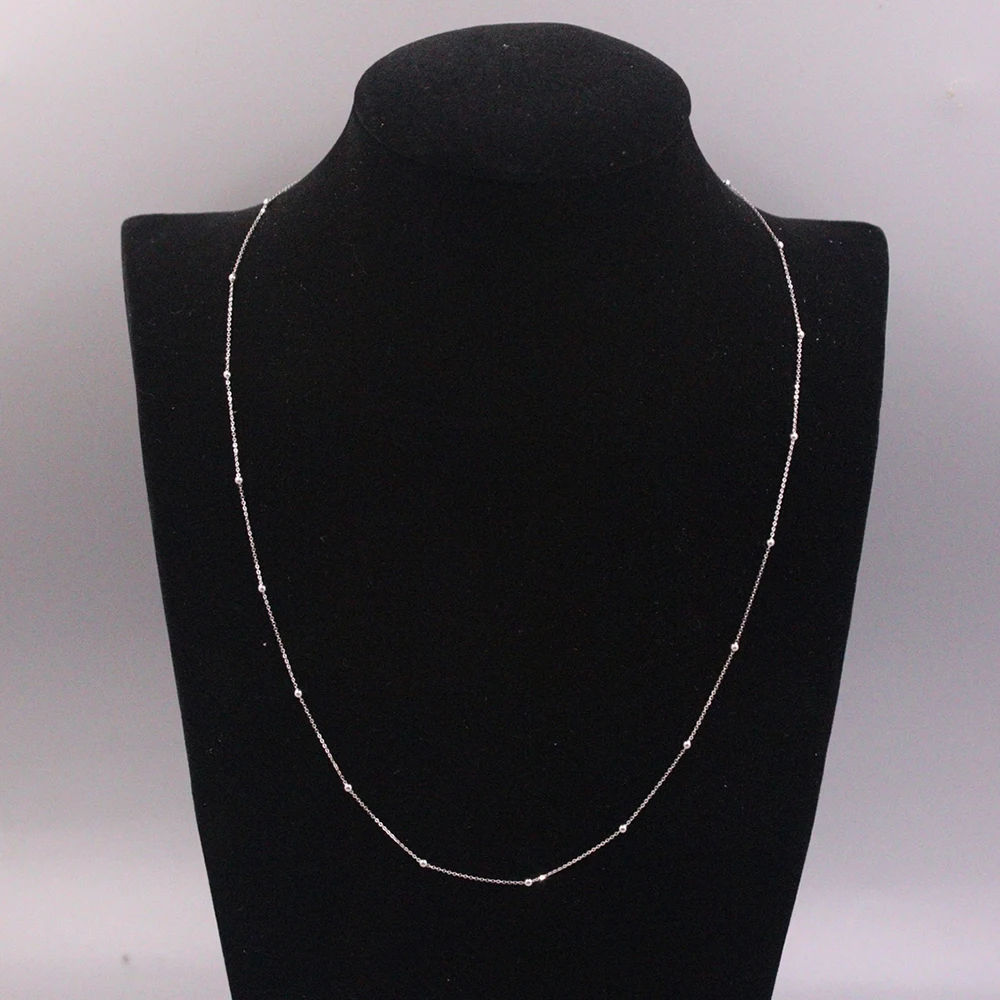 Au750 18-каратное белое золото мини-бусины крошечное ожерелье-цепочка ювелирные