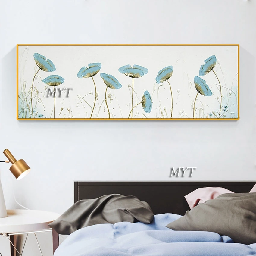 

Abstract Blue Handmade Beautiful Flower Painting High Quality Large Size Art Decoration Canvas Home Decor Made In China Unframed
