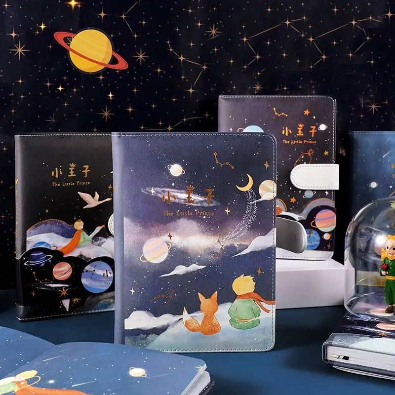 

Little Prince Starry Rose Magnetic Buckle Diary Journal Travel Diy Notebook School Kids Gift Item Colored Inside Pages