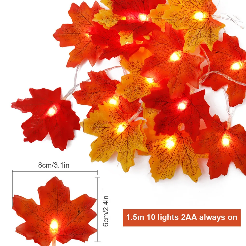 

1.5/3/6m Maple Leaf Shape LED Light String Halloween Yard Decoration Lamp Thanksgiving Party Lighting 10/20/40 LED Light String