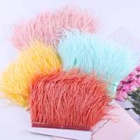 2022 new 1m ostrich feather trim 10 15cm feather ribbon fabric edge for diy wedding dress decoration craft accessories wholesale