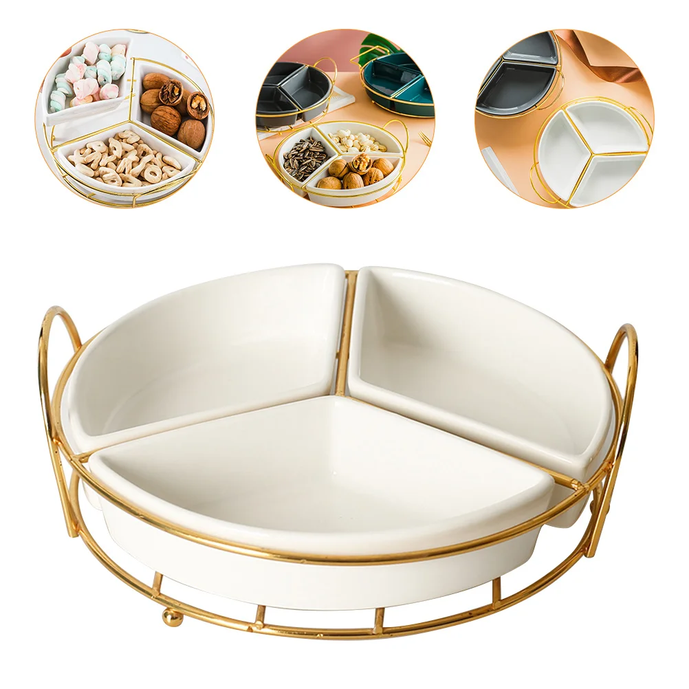 

Serving Tray Divided Snack Fruit Plates Platters Platter Ceramic Appetizer Candy Round Snacks Plate Party Trays Dish Container