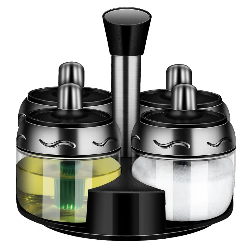 

Germany Glass Flavouring Bottle Seasoning Pot Rotating Spice Box Kitchen Spice Jars Set Kitchen Accessories