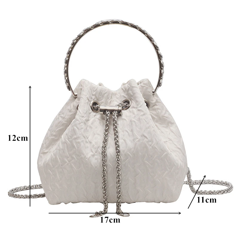Drawstring Bow Shoulder Bag for Women Retro Luxury Handbag Fashion Canvas Crossbody Bucket Bags Female Small Purses Tote Bag