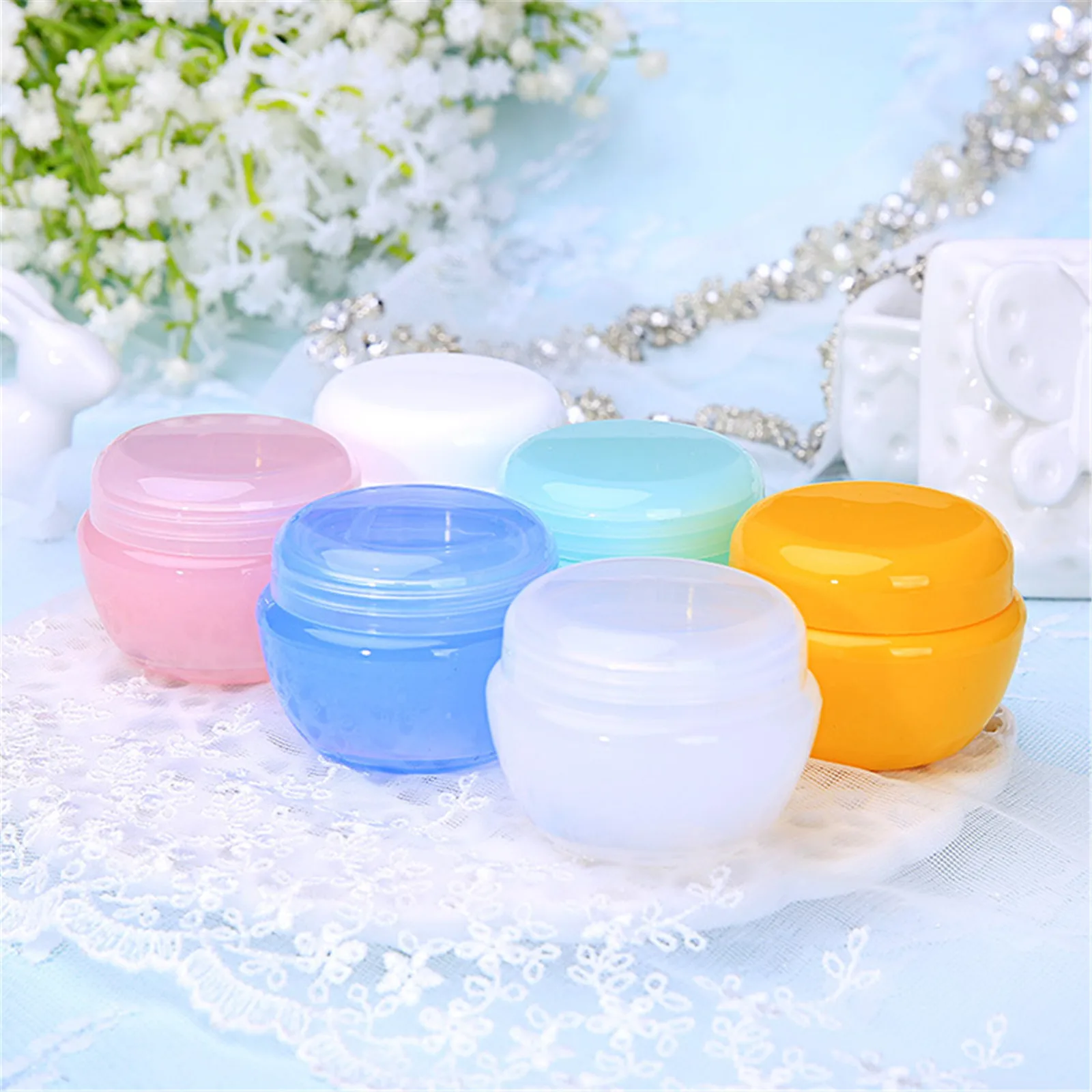 

5g 10g 20g 30g Mushroom Empty Cream Jar Sub-bottling Plastic Face Cream Lotion Pot Cosmetic Packaging Trial Refillable Bottle