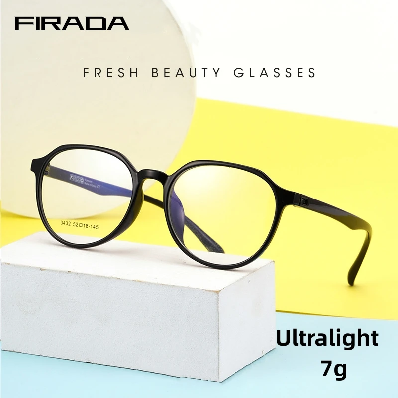 

FIRADA Fashion Transparent Eyewear Women's Retro TR90 Round Eyeglasses 2023 New Optical Prescription Glasses Frame For Men 3432