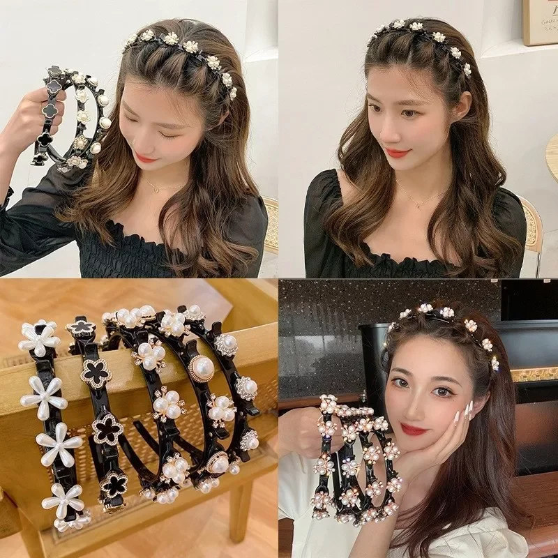 

Alice Pearls Elegant Hairbands Men Women Sports Headband Double Bangs Hairstyle Make Up Hairpins Fashion Hair Accessories