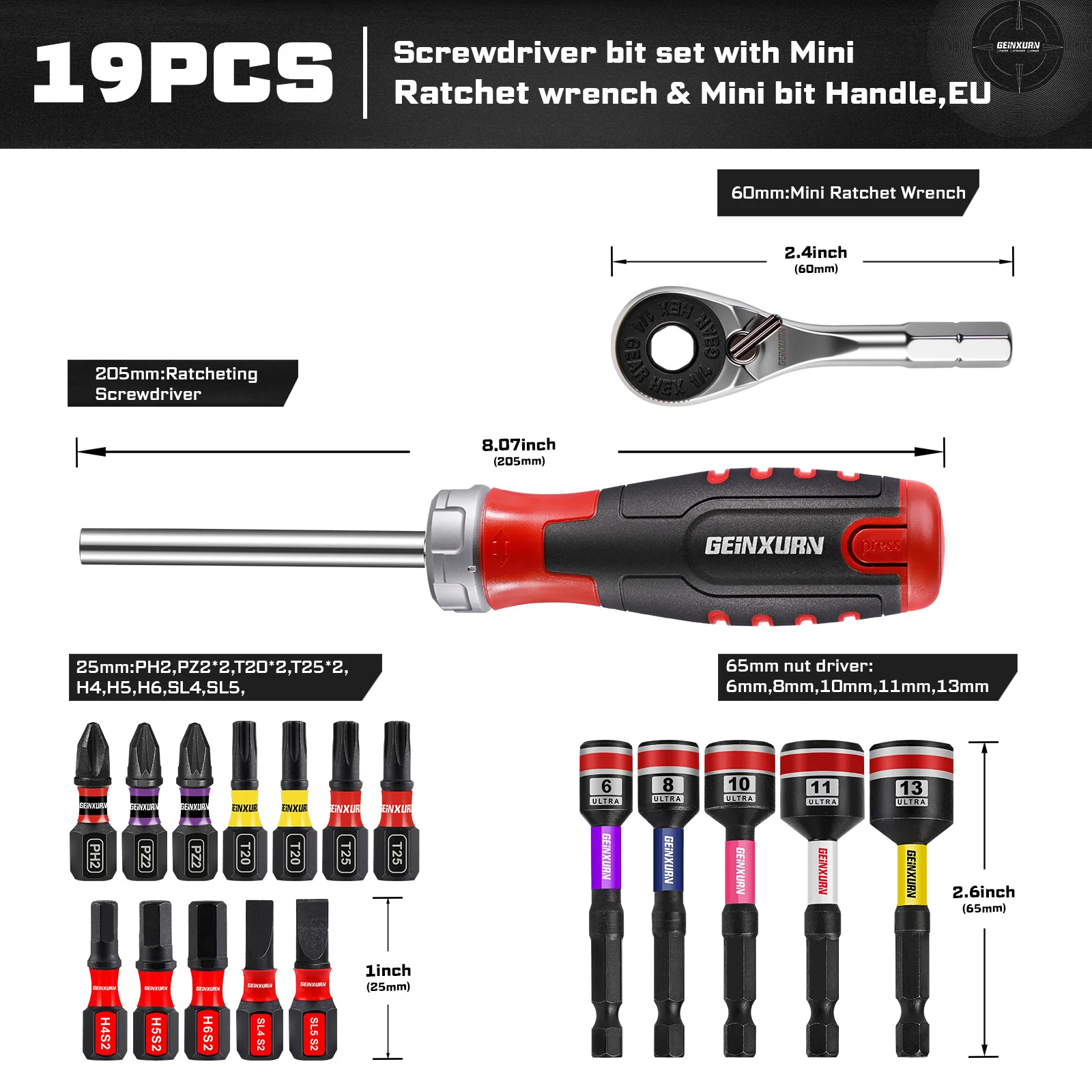 

Набор отверток Geinxurn 19 шт.