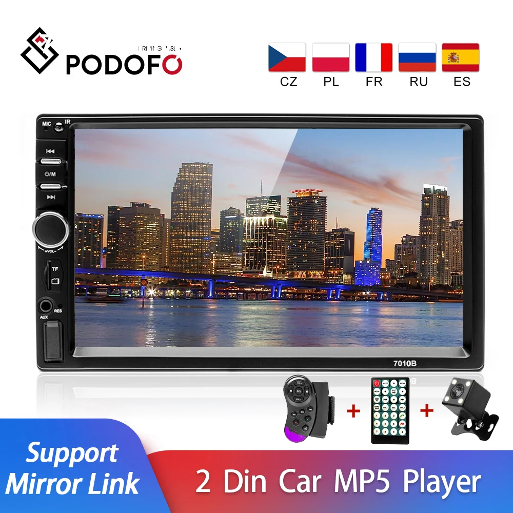Podofo 2 Din Car Radios Bluetooth Autoradio HD Touch Screen FM Audio For Toyota KIA Car Stereo MP5 MP3 Multimedia Radio Player