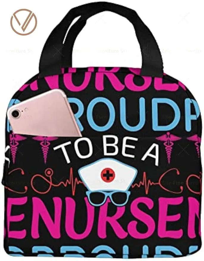 

Nurse Theme Lunch Bag for Women Insulated Tote Bag Reusable Cooler Lunch Box for Work Picnic Travel