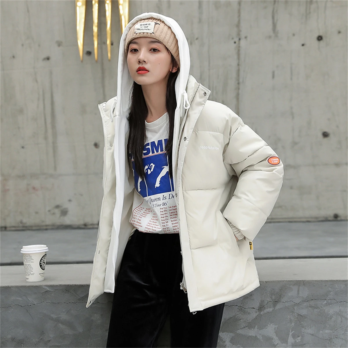 Winter 2022 Thickened Down Cotton Padded Jacket For Female Winter New Korean Version Loose Bread Jacket For Female Hooded Cotton