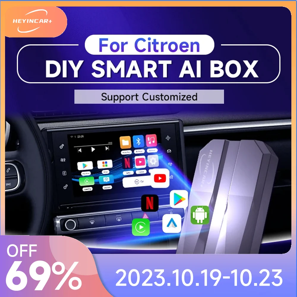 

2023 HEYINCAR DIY Smart AI Box Wireless Android Auto CarPlay For Citroen C3 C5 C5X C5 AIRCROSS C3-XR C6 Tv Android box YouTube