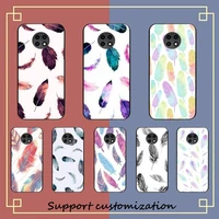 fhnblj colorful feather phone case for redmi 8 9 9a for samsung j5 j6 note9 for huawei nova3e mate20lite cover