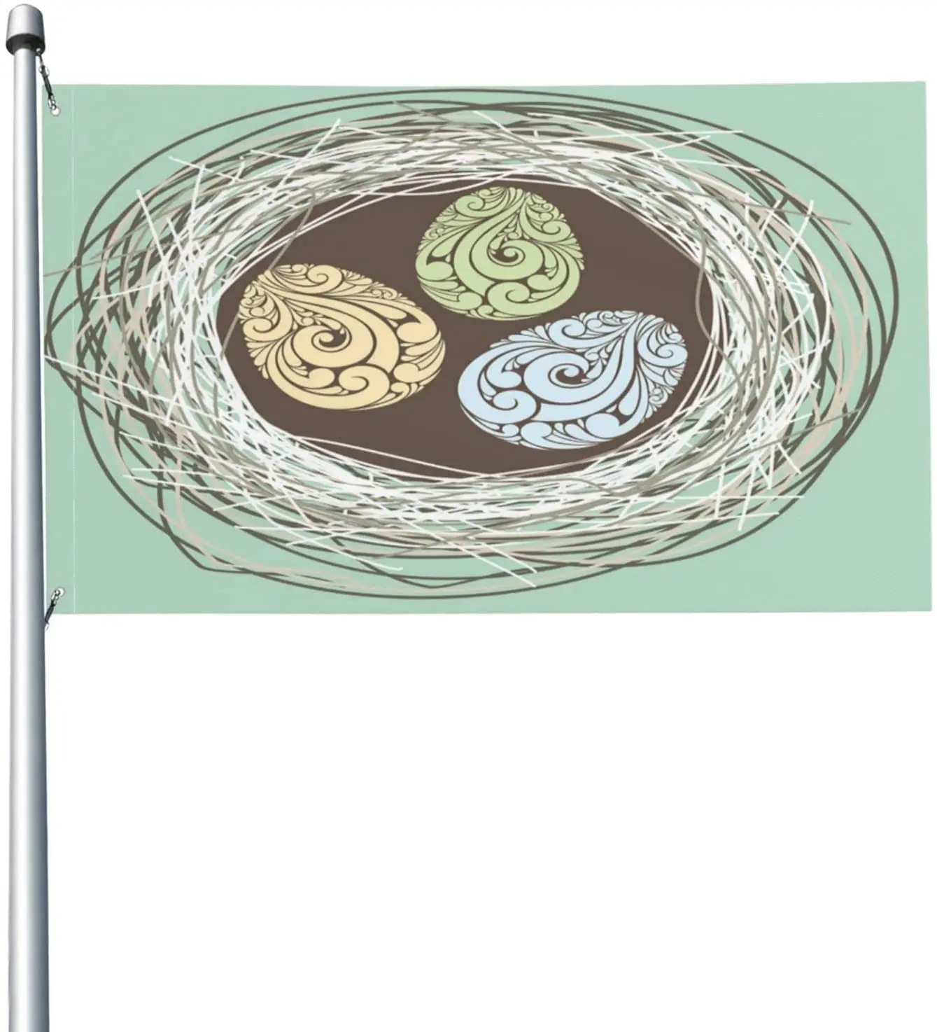 

with Nest and Eggs Easter Flag Banner Outdoor Garden Decoration Porch Flag Durable and Fade Resistant Bright Color (Single Side)