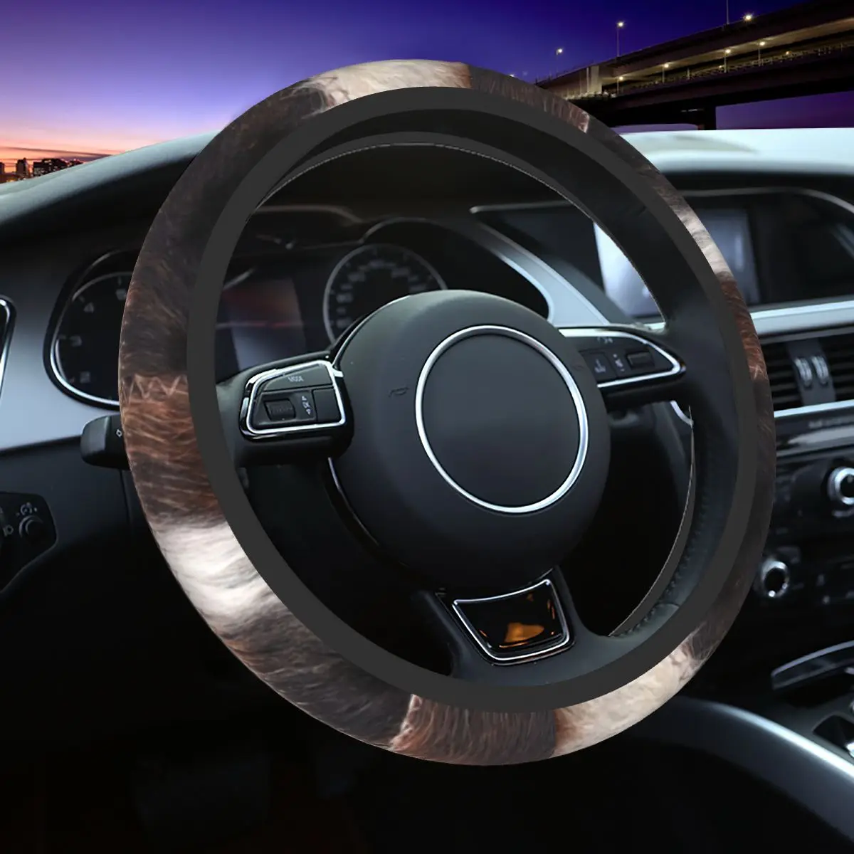 

Клетчатая воловья кожа, искусственная кожа, текстура, универсальная защита руля, подходит для внедорожников