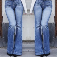 autumn and winter ladies jeans patch pockets sexy thin wide leg flared pants slim high waisted flared pants jeans plus size y2k