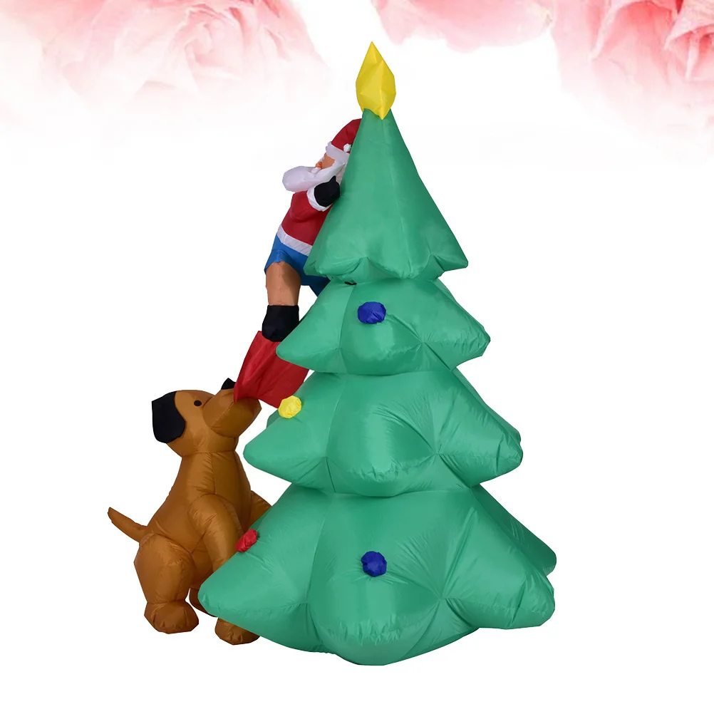 

Christmas Inflatables Tree Light Xmas Tree with Santa Claus and Under Tree Ornament Christmas Prop Decor 1 8M