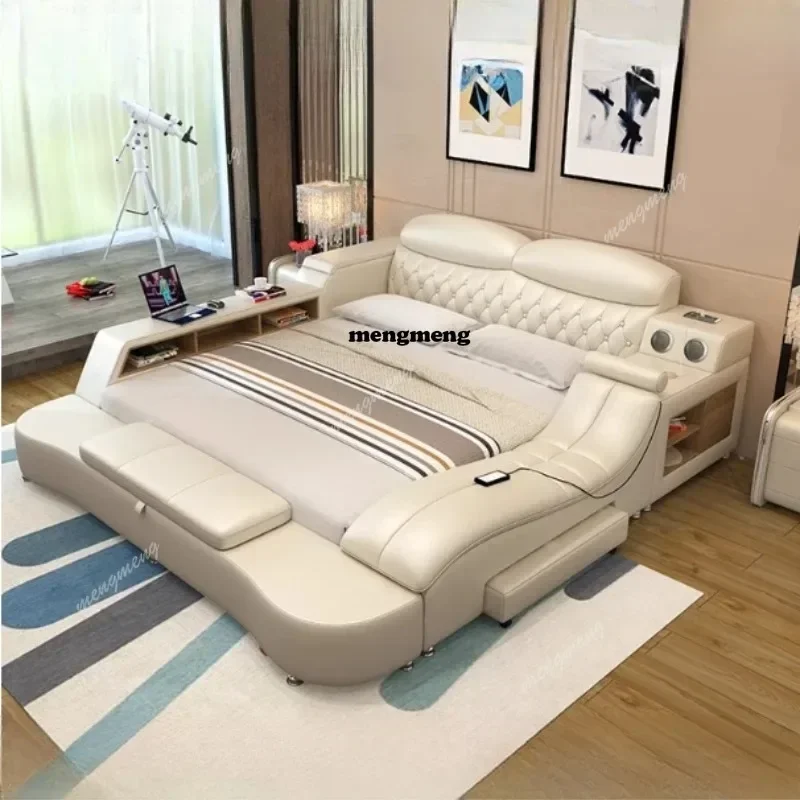 Фото Роскошная двуспальная кровать zHLuxury с изголовьем-массажером, размеры Queen, King, Twin, современная мебель для спальни №3