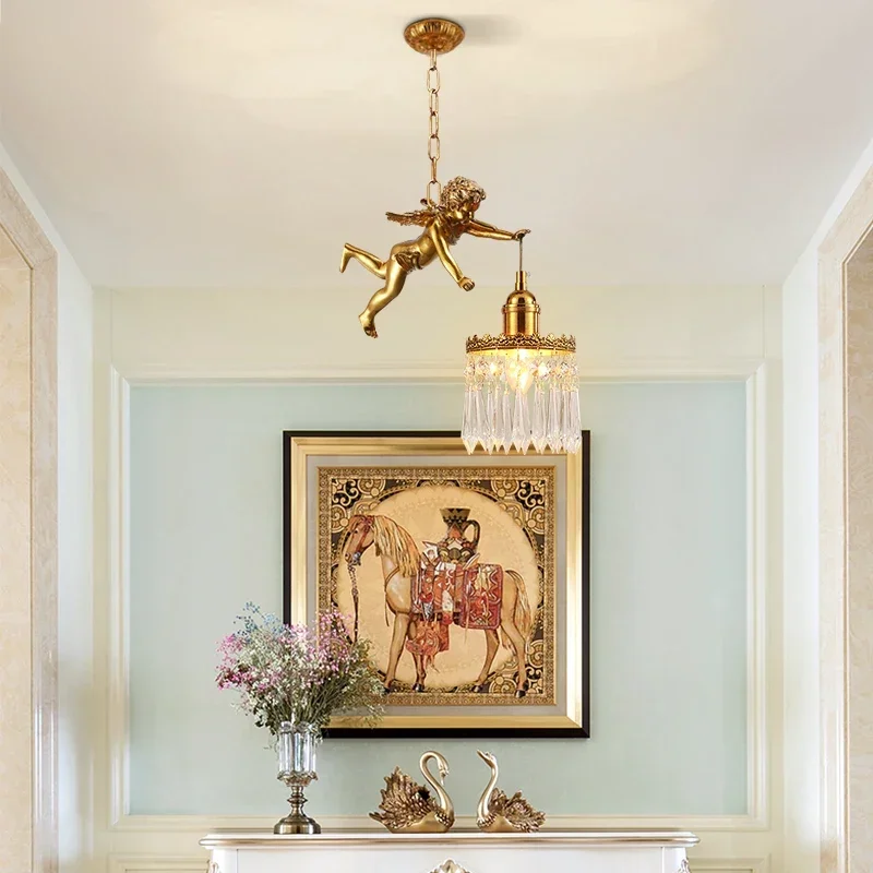 Европейский Купидон подвесной одиночный светильник XUANZHAO маленькая Хрустальная