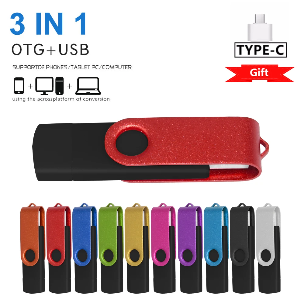 

Custom Logo USB Flash Drive OTG Pen Drive 64gb High Speed 32gb USB Stick 16gb Rotatable Pen Drive for Android Micro/PC Gift