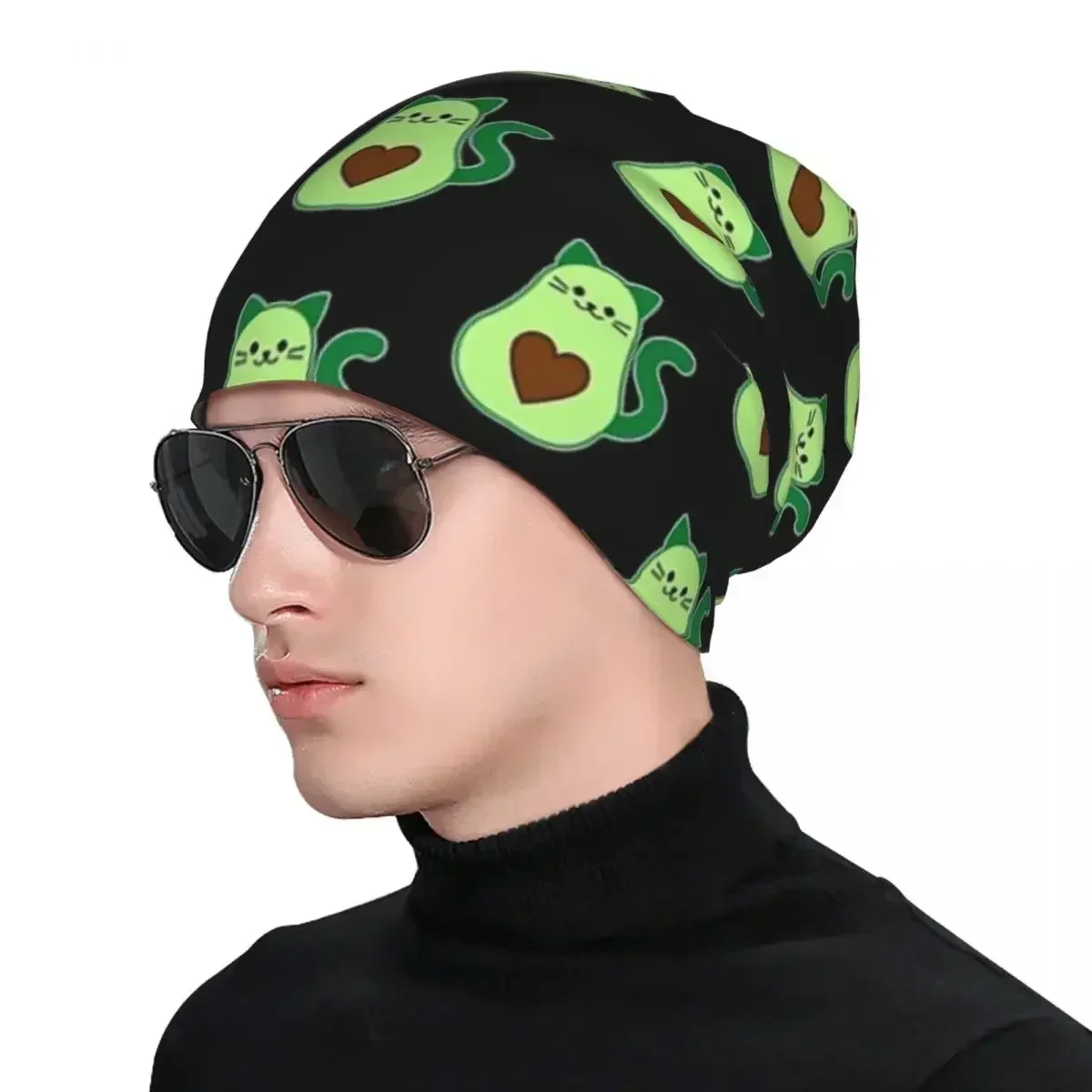 Теплая вязаная шапка с котом авокадо - теплая модная капюшоном осенне-зимние