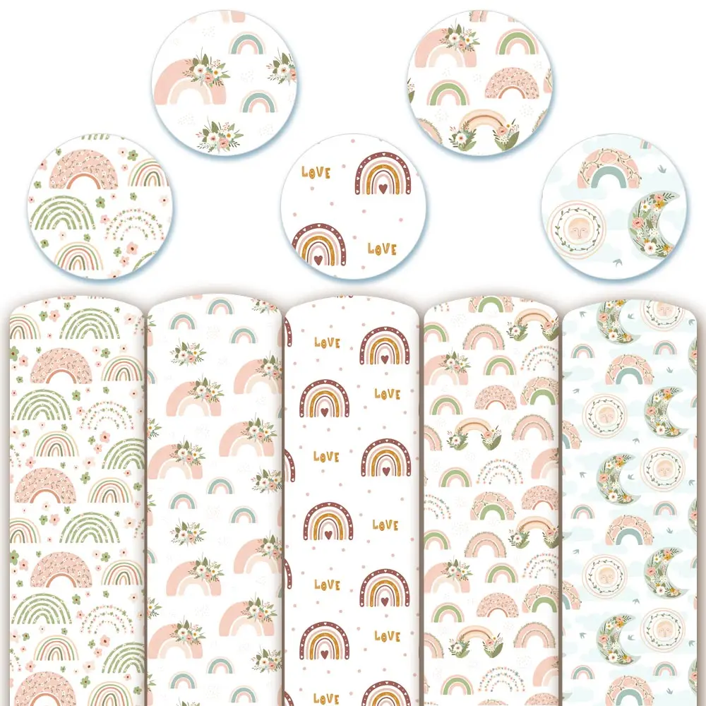 Печатный материал серии Rainbow ткань из искусственной кожи личи простыни