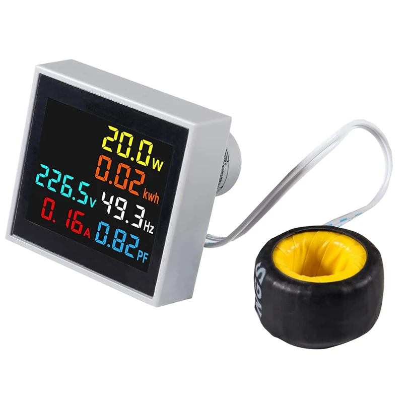

6 In1 AC Display Meter AC50-300V 100A 110V 220V Voltage Power Factor Frequency Electric Energy Monitor Ammeter Voltmeter