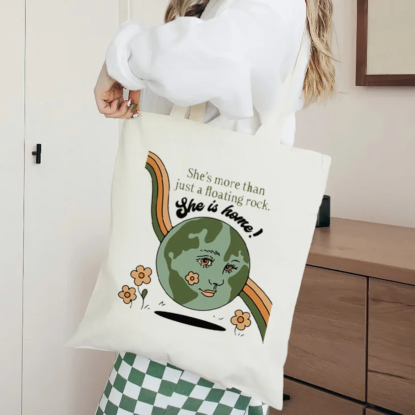 

Белая Экологически чистая Холщовая Сумка с милым мультяшным принтом букв, Большая вместительная Холщовая Сумка, белая Повседневная сумка ч...