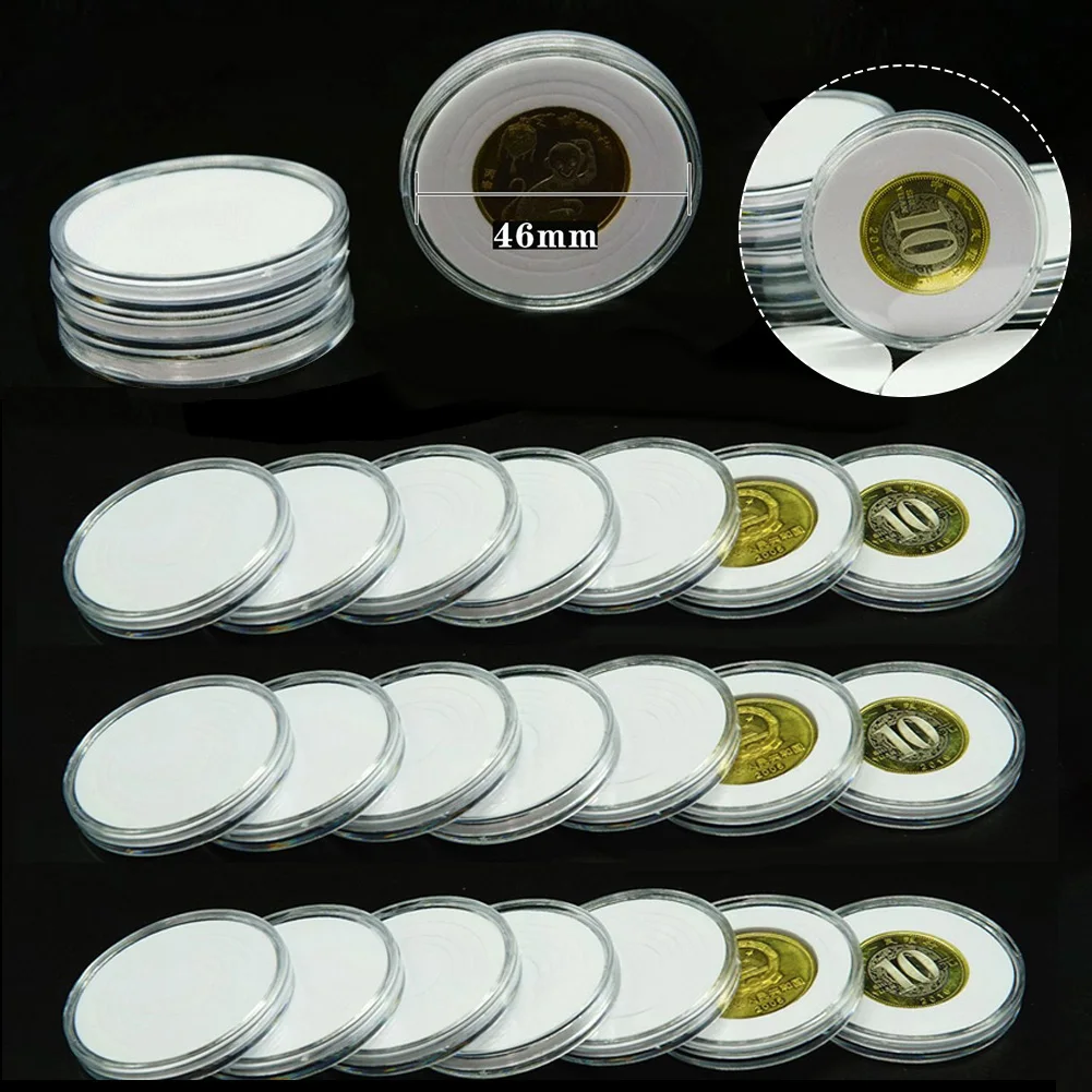 

25pcs Transparent Plastic Coin Capsules Holder With Adjustable Gasket Coin Collecting Box Case For Coins Medal Storage Container