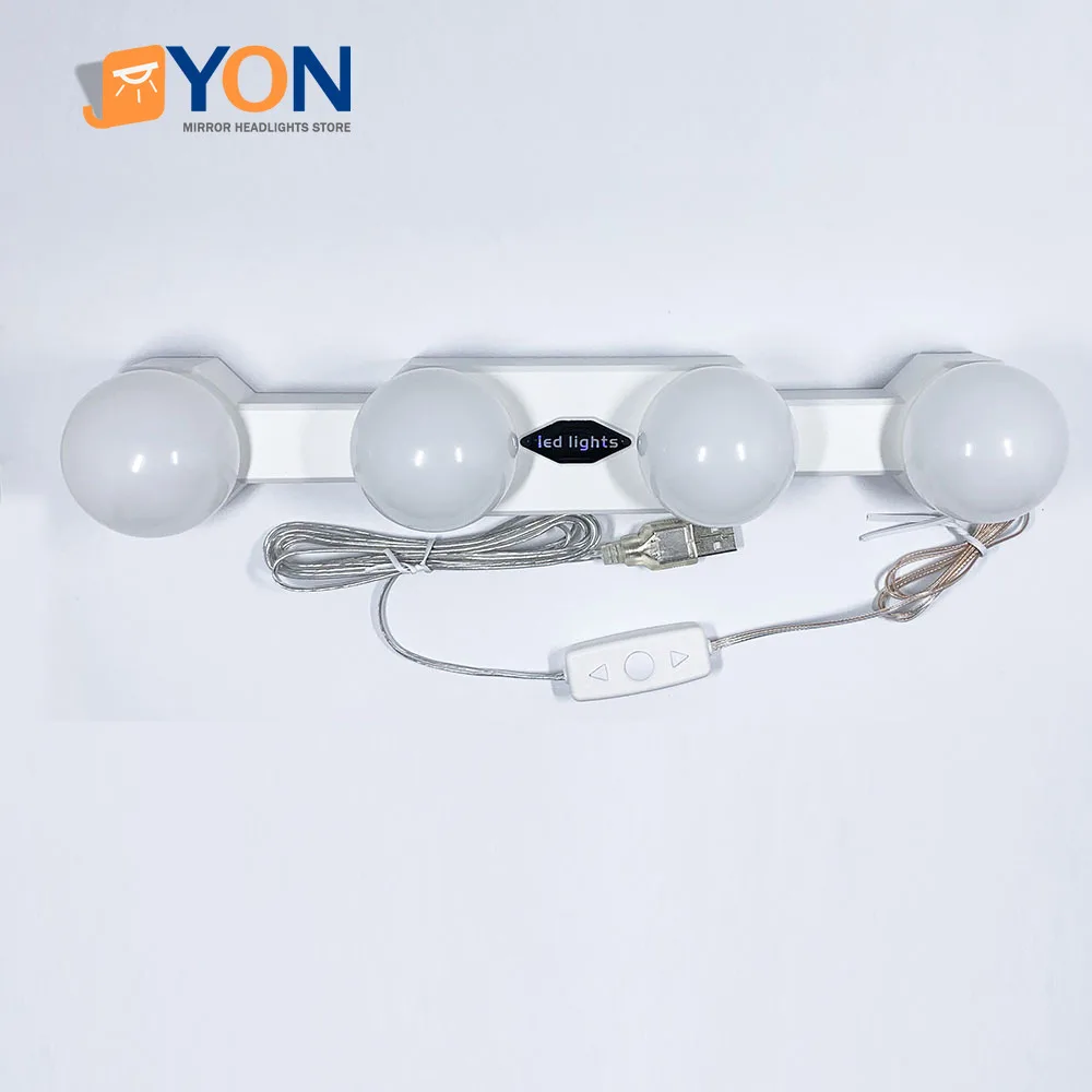 

8W Led Makeup Mirror Light Four Bulbs Mirror Light Fill Light Hand Paste Stepless Dimming USB Style Dressing Table Mirror Lamp