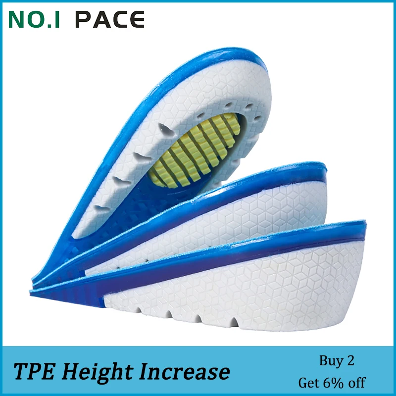 NOIPACE Silicone Gel Heel Cups Height Increase Insoles Elevator Shoes Pads Women Men Growing Insole Half Non-Slip Sole For Foot