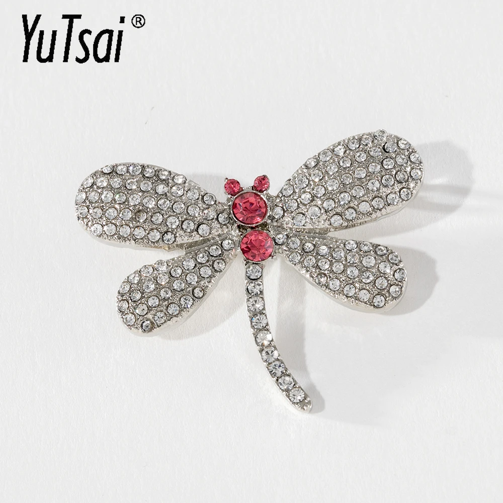 

YUTSAI Fashion New Green Dragonfly Brooch Cute Preppy Style Red Acrylic Alloy Brooch for Women Jewelry YT1079