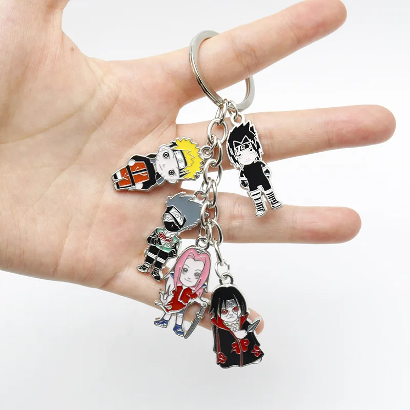 

Bandai Naruto Kakashi Sakura Keychain Character Key Chain Weasel Assisted Combination Keyring Metal Kid Gift Pendant Cute