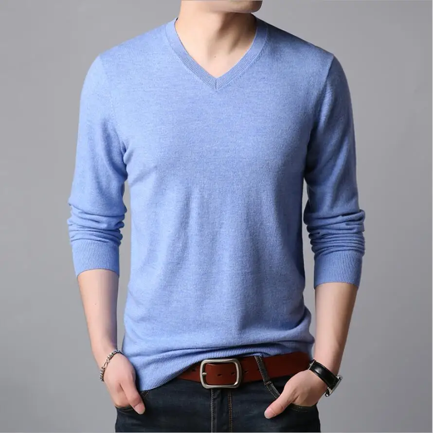 

2023HOT ZNG 2020 New Spring Simple Casual Pullover High Pure Cotton Long Sleeve Slim Fit Mens Sweater Fashion Men Sweaters