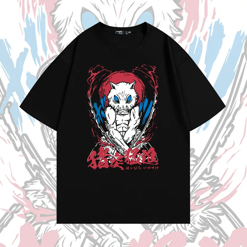 

Women's Casual T-shirt Men's Clothing Y2k White Tees Summer Short Sleeves Anime Demon Slayer Print T Shirts Street Harajuku Tops